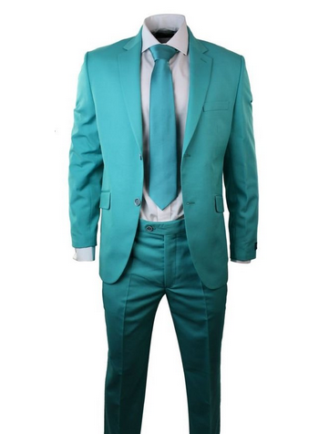 M Apparel Mens Turquoise Suit Blazer Trouser & Tie Party Prom Tailored Fit 